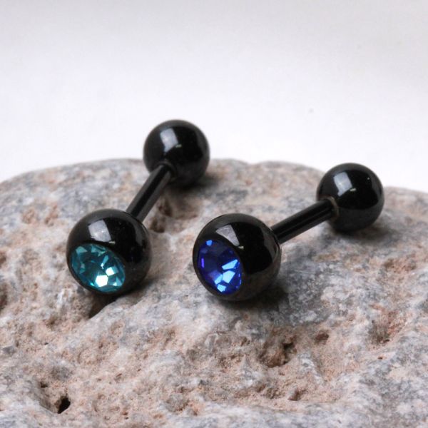 Titanium Anodized Tragus Ring with Press Fitted Clear Cubic Zirconia Ball