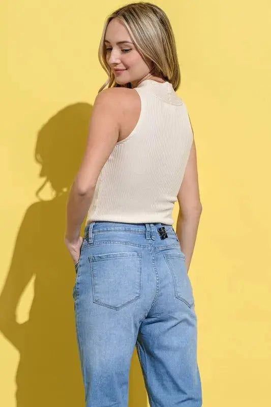 Tank Top - Rib Halter - Ivory