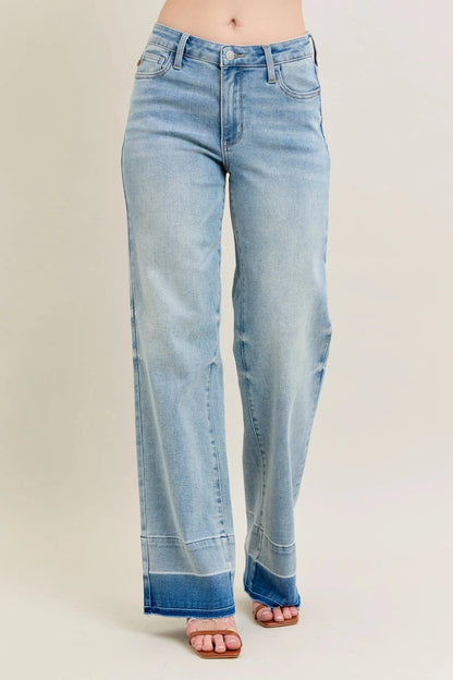 Women's Jeans Jeans - Plus Size Wide Leg - Released Hem Denim