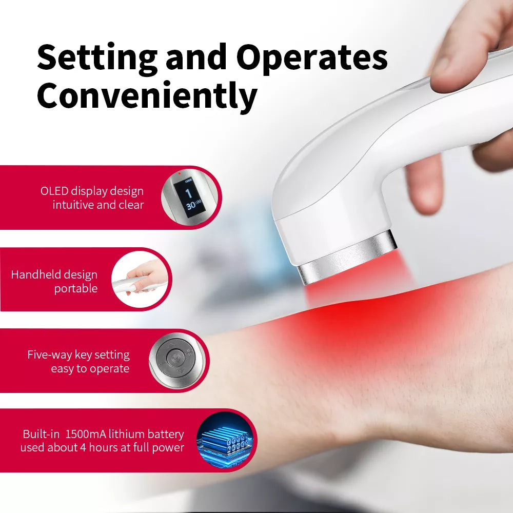 Handheld Cold Laser Therapy Device for Pain Relief with LED Display