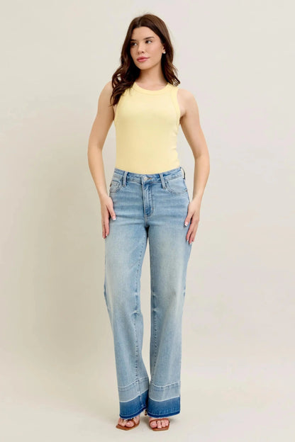 Women's Jeans Jeans - Plus Size Wide Leg - Released Hem Denim