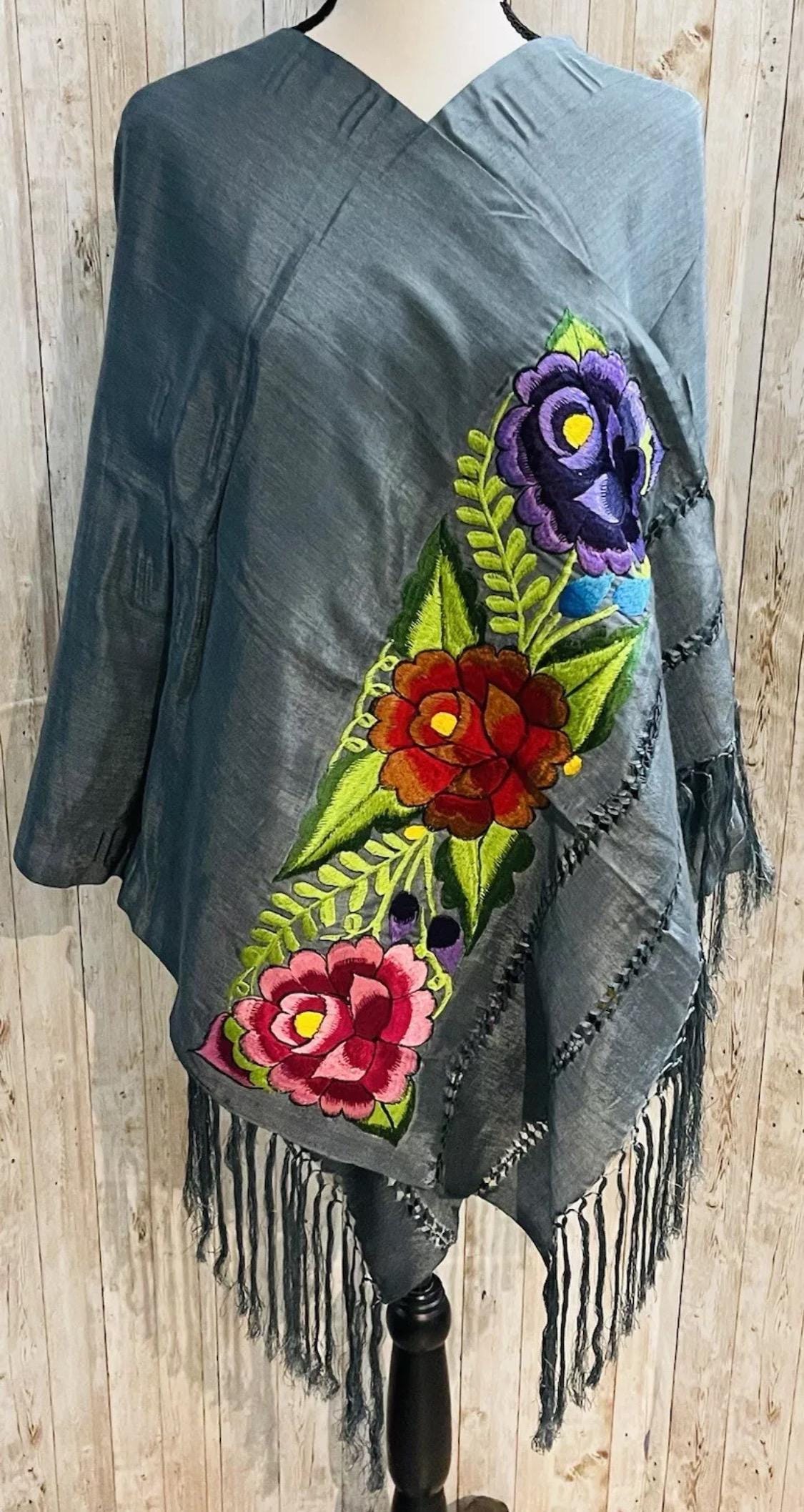 Embroidered Silk Handmade Mexican Shawls Rebosos Bordados en Ceda