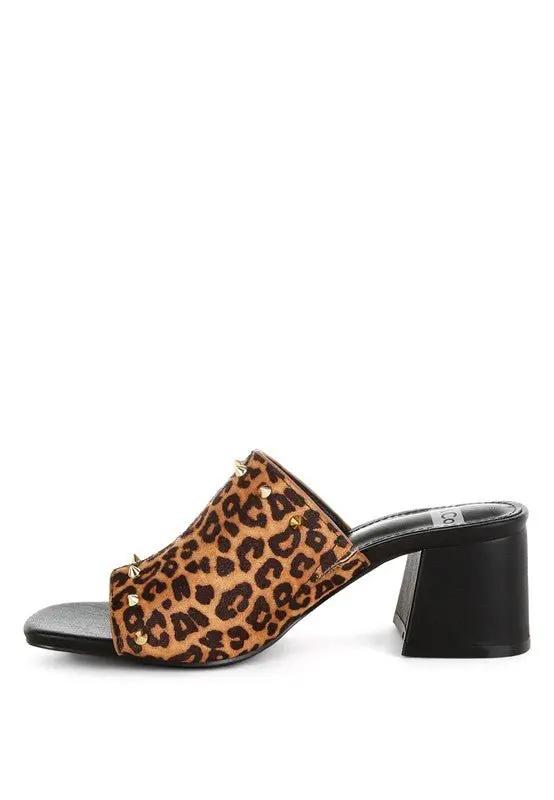 Shoes Rag Company Edama Leopard Print Studded Slip-Ons - Trendy Style Footwear - Premium Quality Product | Fast Shipping & Returns