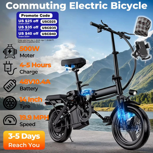 Electric bicycle with promotional details and specifications against a scenic background | Origin Zero