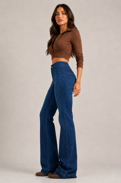 Robin Wide Leg Flare Jean in Dark Wash