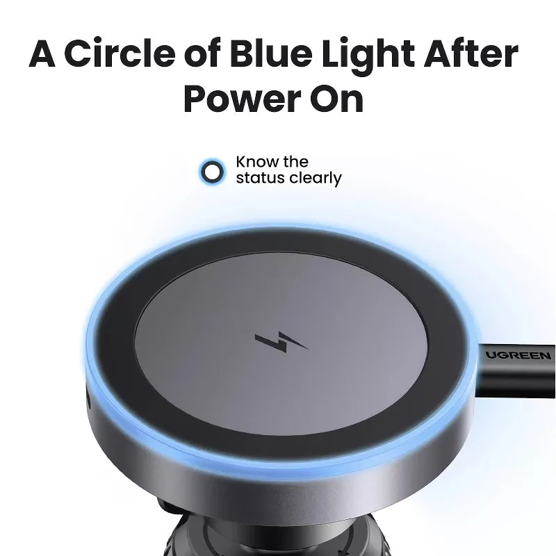 Magnetic Car Phone Holder Wireless Charger with LED Light for iPhone