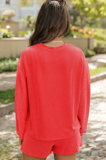 Festive Cheer Women's Loungewear Set Cozy Long Sleeve Top & Shorts Comfortable