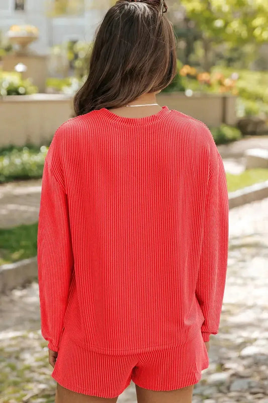 Festive Cheer Women's Loungewear Set Cozy Long Sleeve Top & Shorts Comfortable