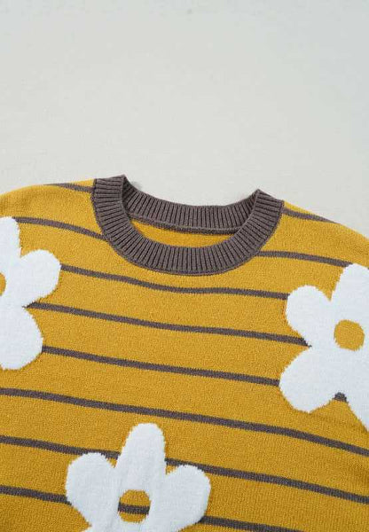 Sweaters Trendsi Flower Stripe Sweater Women's Fall Fashion Top Versatile Layering