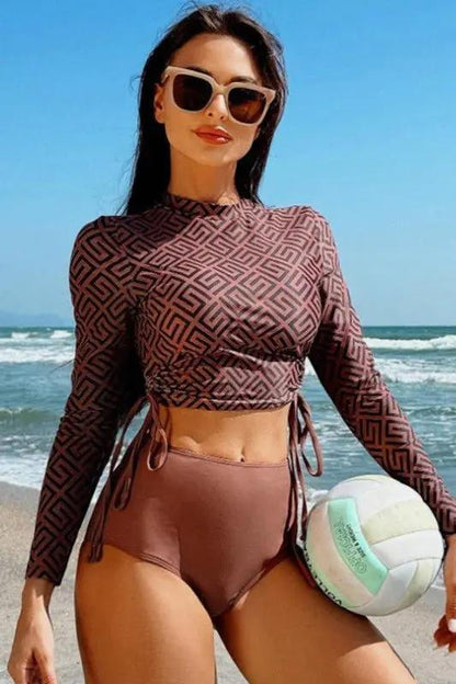 Women's Two-Piece Swimsuit Women's Swimsuit - Geometric Ruched - Comfortable Two-Piece Set