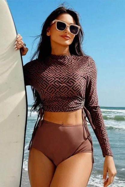 Women's Two-Piece Swimsuit Women's Swimsuit - Geometric Ruched - Comfortable Two-Piece Set