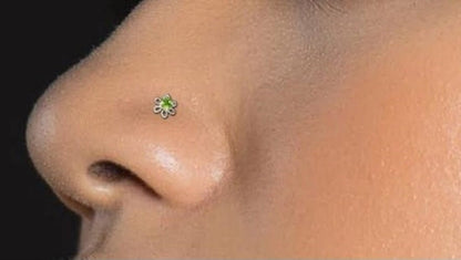20 Gauge Nose Bone Sterling Silver Flower