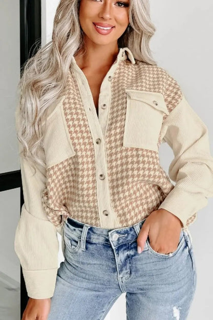 Trendsi Houndstooth Jacket Women's Button Up
