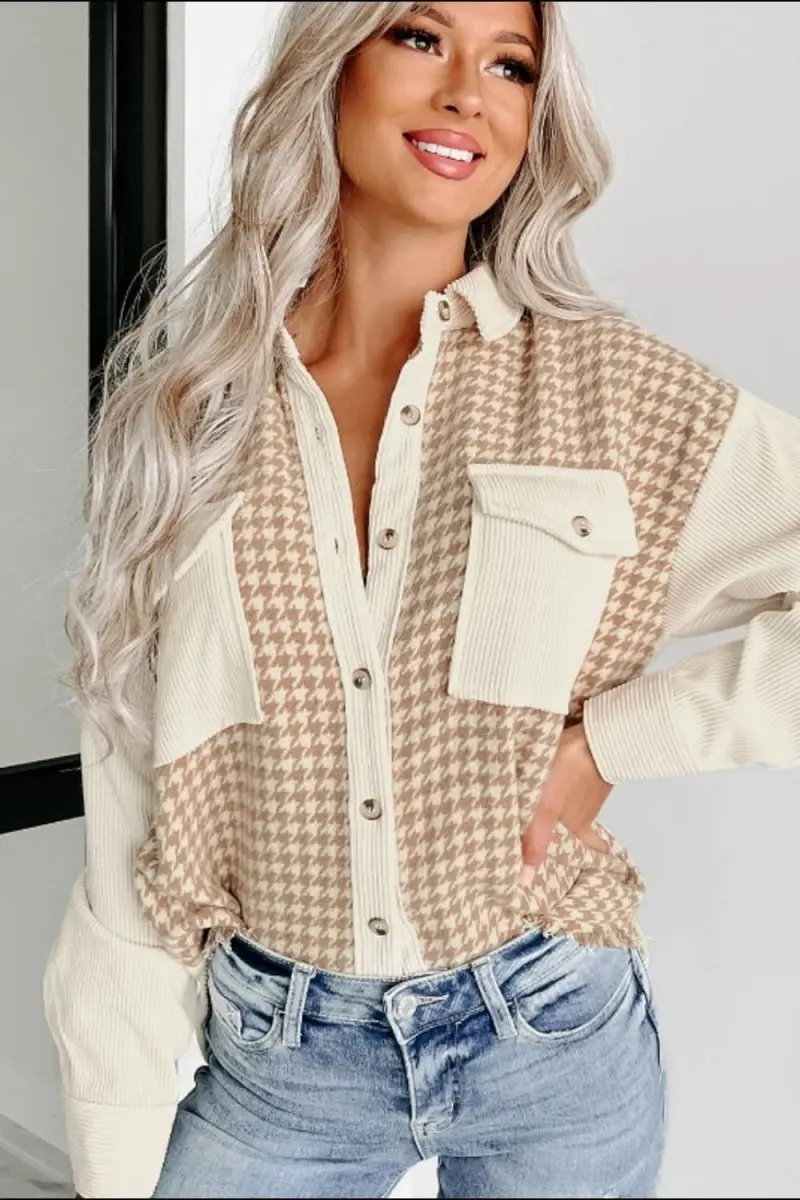 Trendsi Houndstooth Jacket Women's Button Up