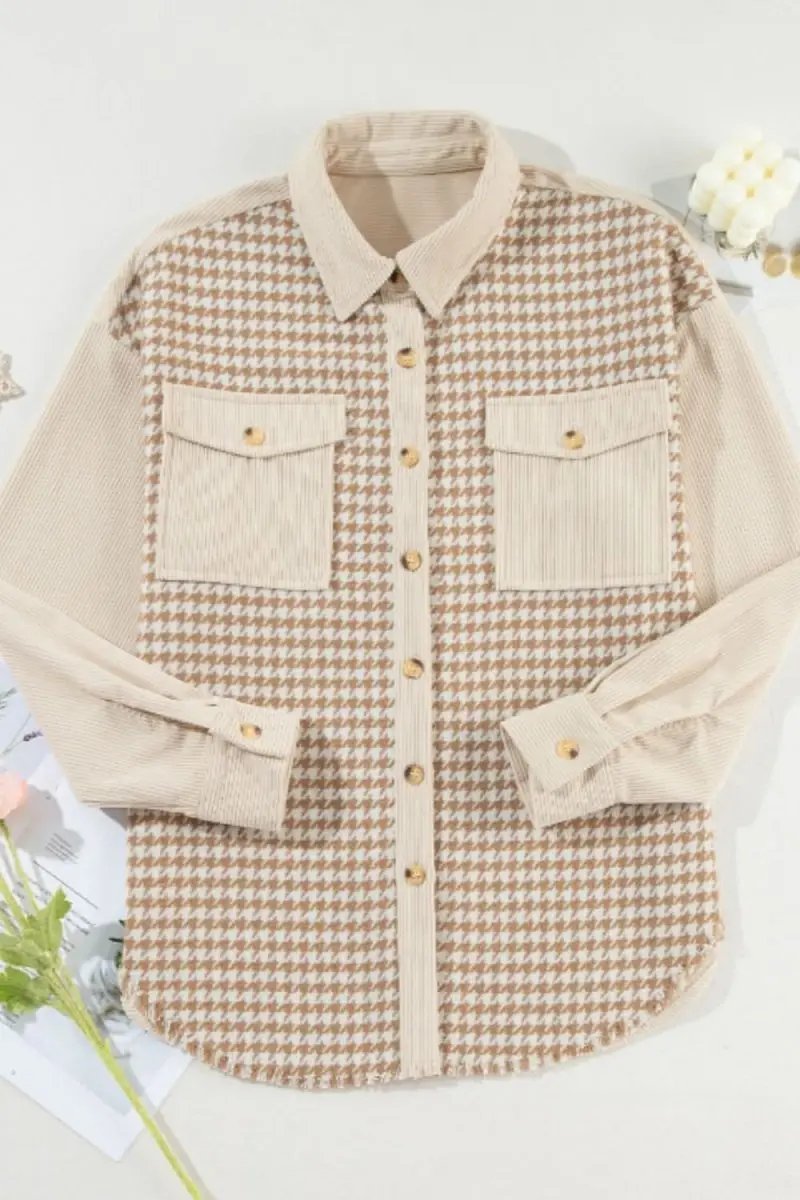 Trendsi Houndstooth Jacket Women's Button Up