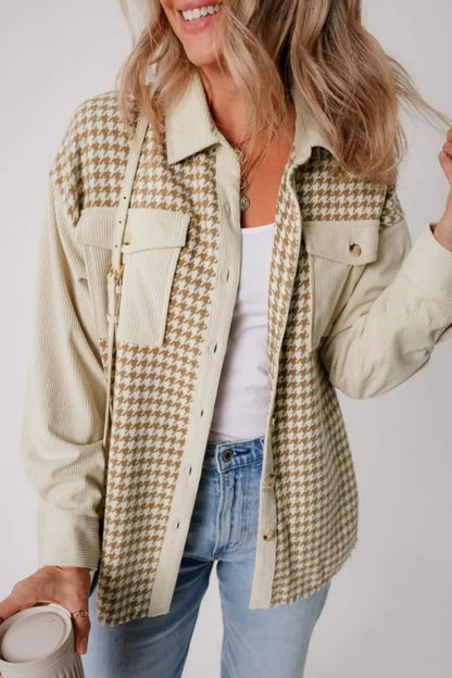 Trendsi Houndstooth Jacket Women's Button Up