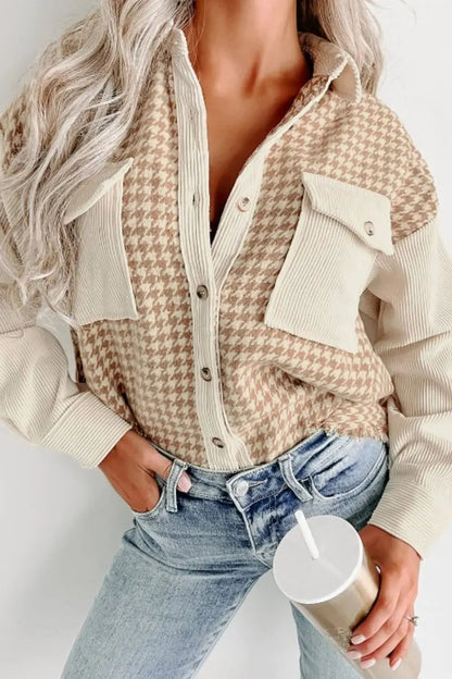 Trendsi Houndstooth Jacket Women's Button Up
