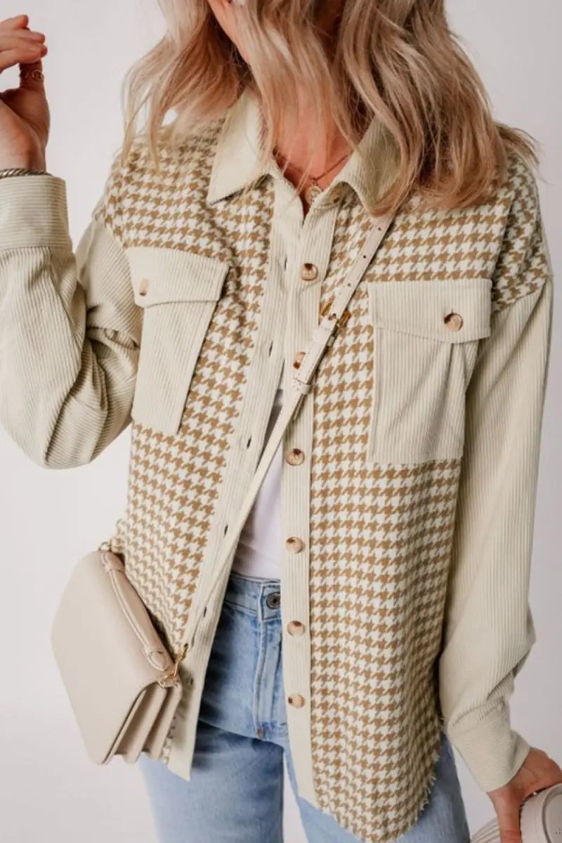 Trendsi Houndstooth Jacket Women's Button Up