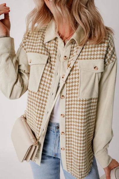 Trendsi Houndstooth Jacket Women's Button Up