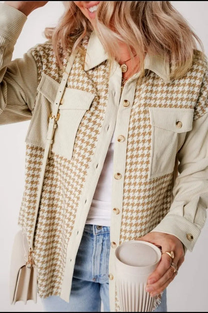 Trendsi Houndstooth Jacket Women's Button Up