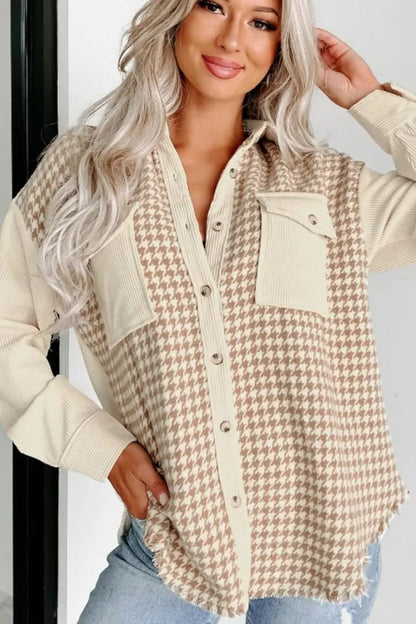 Trendsi Houndstooth Jacket Women's Button Up