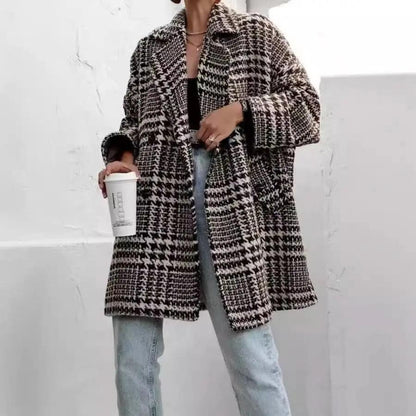 Trendsi Houndstooth Coat Women's Pocketed Jacket