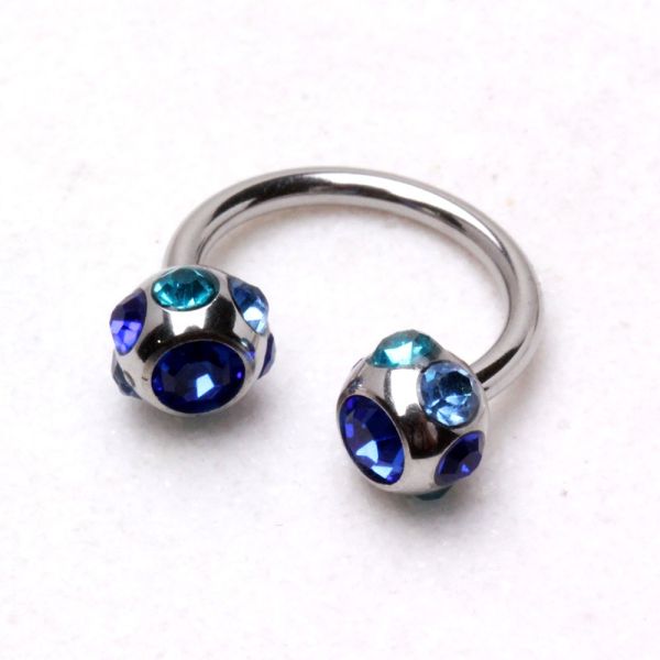 316L Surgical Steel Horseshoe with Multi Color Gem balls