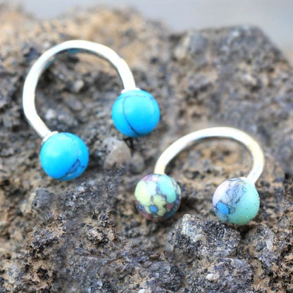 316L Stainless Steel Horseshoe with Synthetic Stones