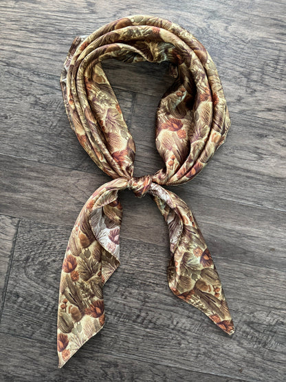 100% Silk Wild Rag Cactus Neutral tones of beige, green, rust by Double B Wild Rags