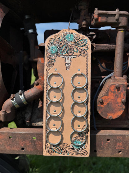 Genuine Western Tooled Leather Wild Rag Scarf Display Holder Keeper a Double B Wild Rags Exclusive