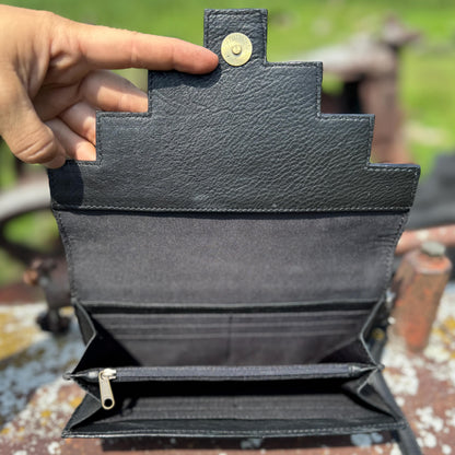 Genuine Western Cowhide Leather Purse or Clutch with smooth and tooled details a Double B Wild Rags Exclusive