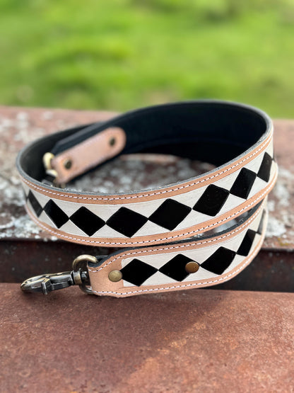Checkered Black and White Genuine Western Leather Purse and Wallet Set by Double B Wild Rags