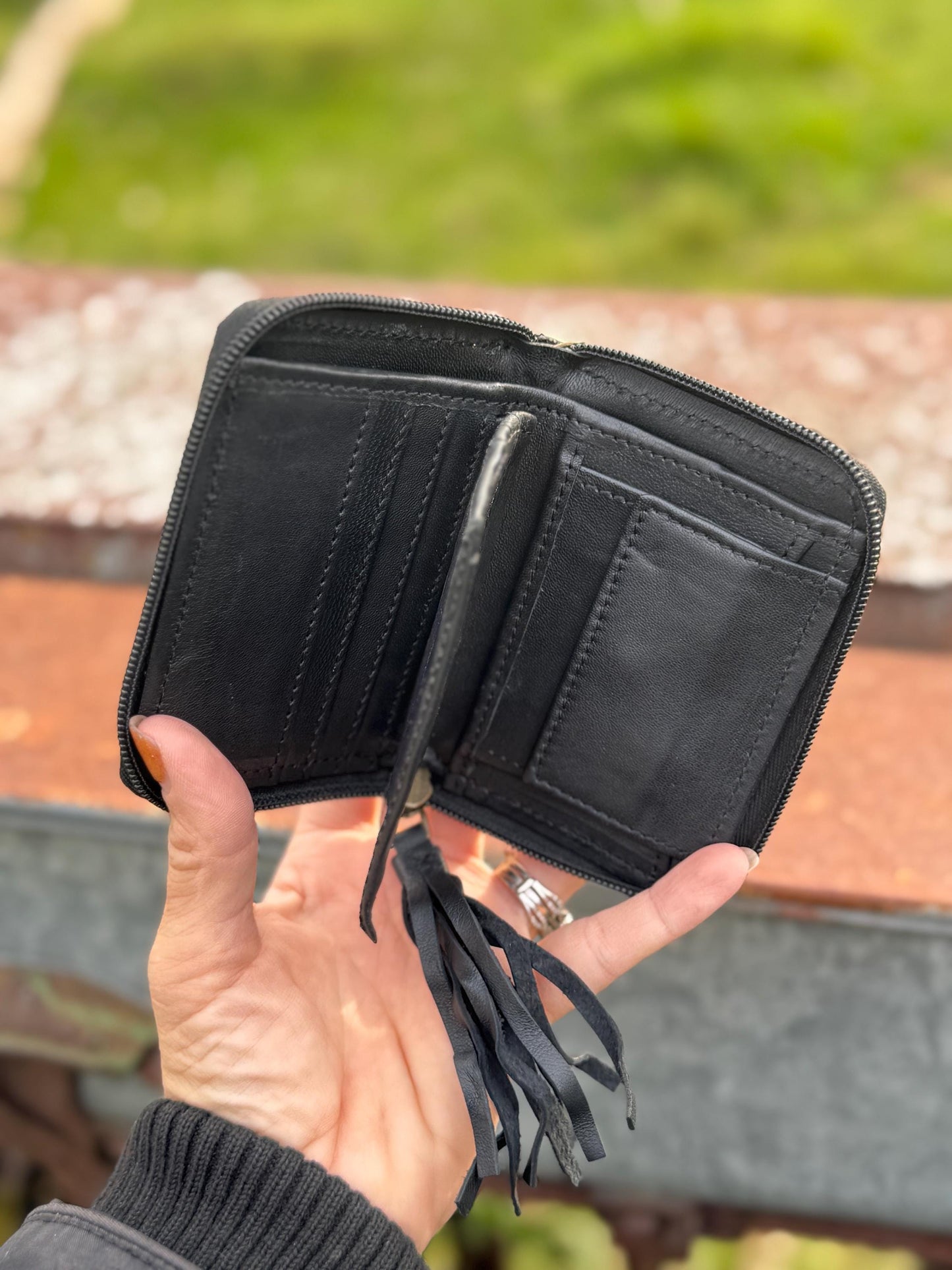 Checkered Black and White Genuine Western Leather Purse and Wallet Set by Double B Wild Rags