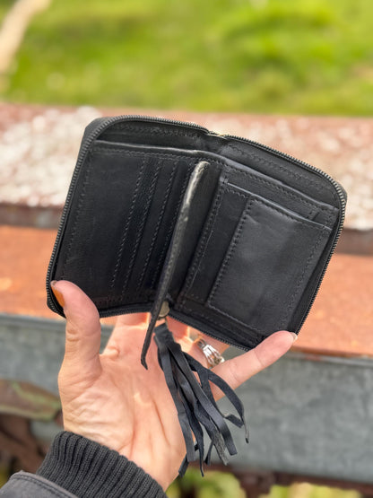 Checkered Black and White Genuine Western Leather Purse and Wallet Set by Double B Wild Rags