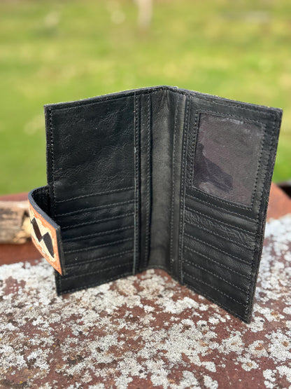 Checkered Black and White Genuine Western Leather Purse and Wallet Set by Double B Wild Rags