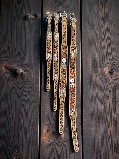 Handmade Western Leather Dog Collar: Cards & Dice Inlay