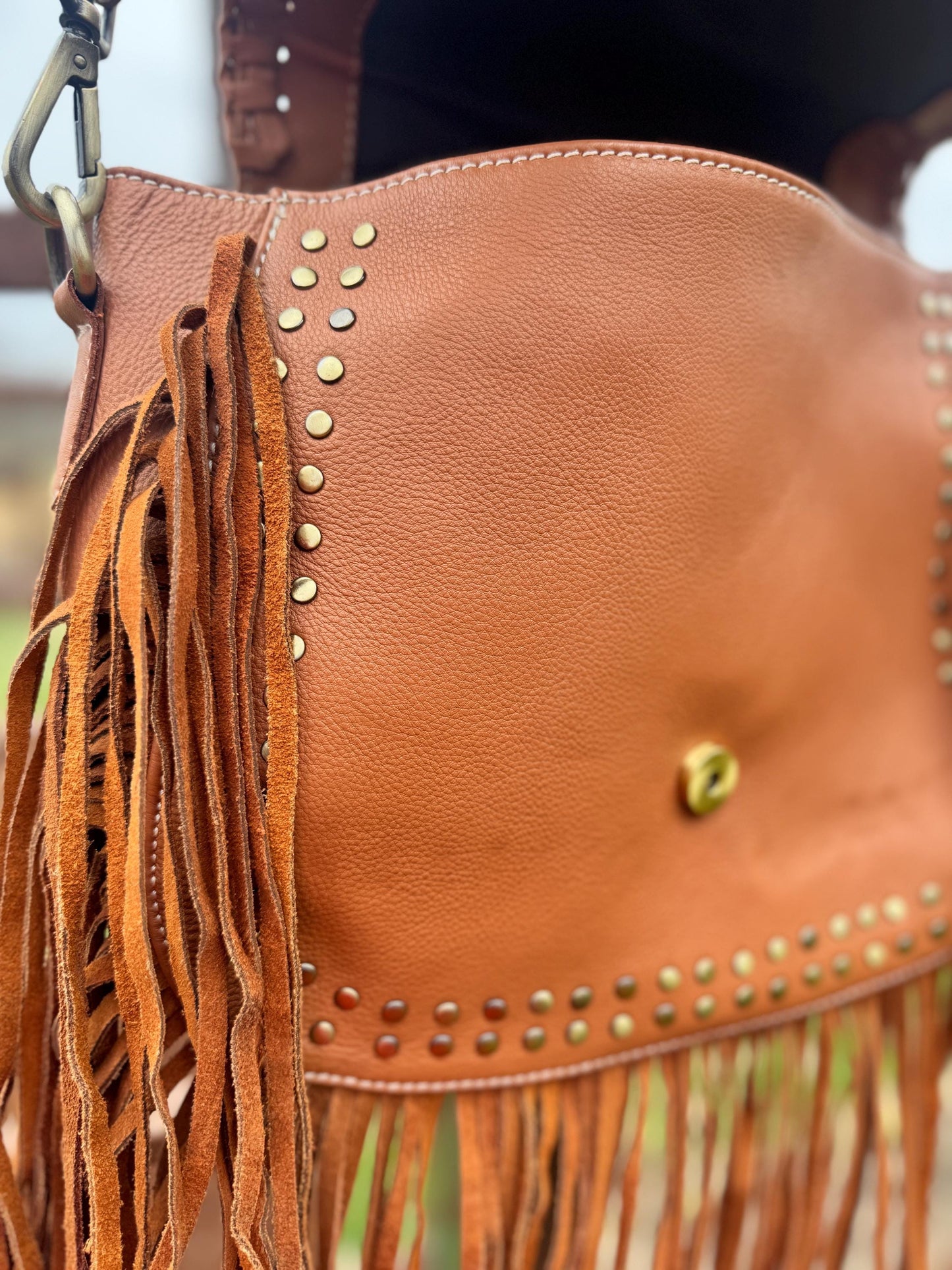 Boho Fringe Checkered Leather Western Purse by Double B