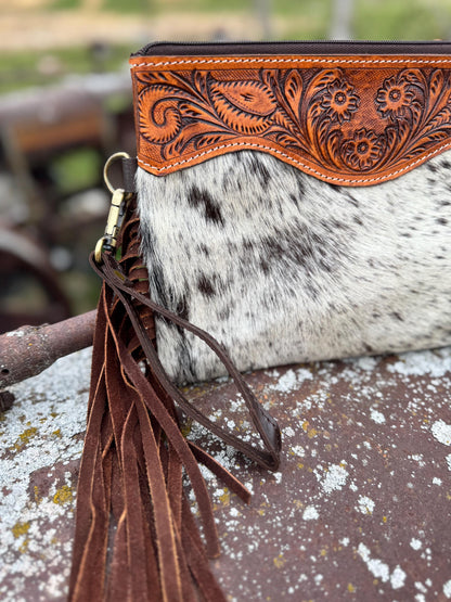 Genuine Western Cowhide Leather Purse with fringe