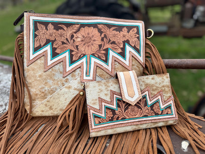 Genuine Western Spotted Cowhide Leather Purse and Wallet