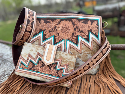 Genuine Western Spotted Cowhide Leather Purse and Wallet