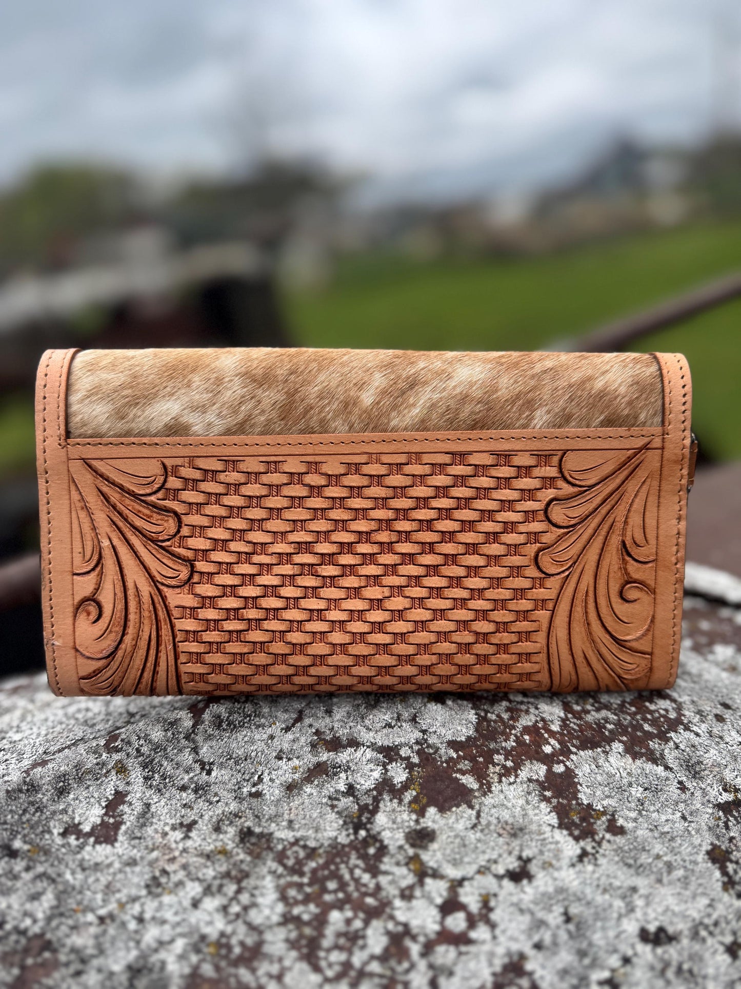 Desert Sunset Western Speedy Leather Purse with optional wallet