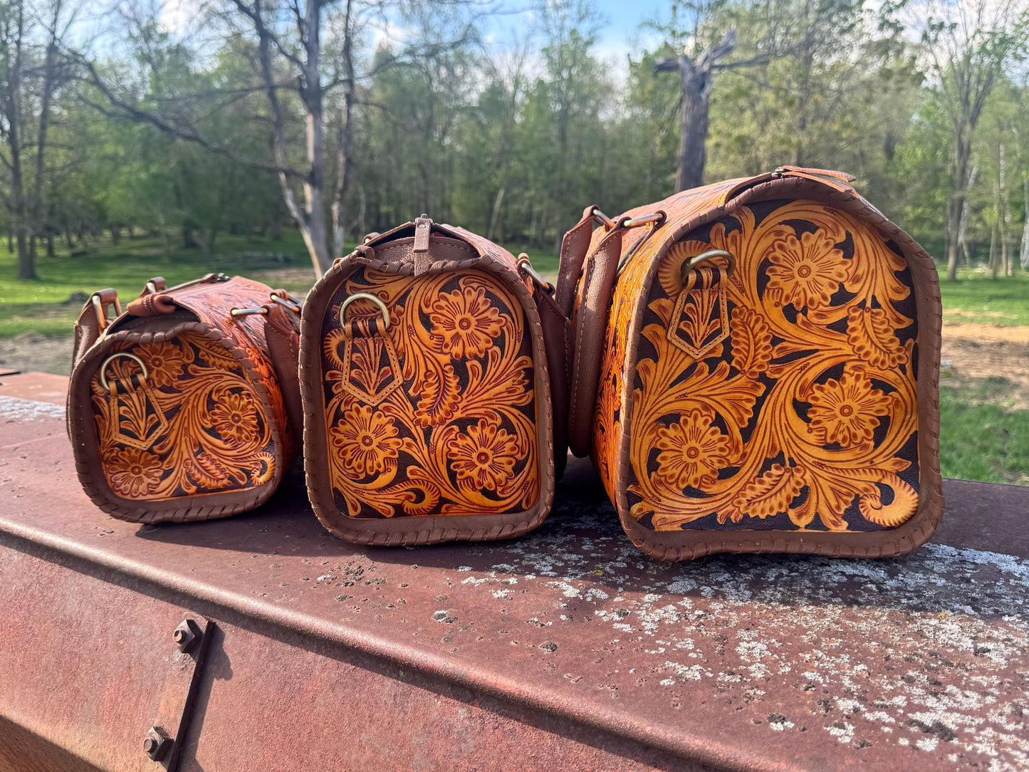 Sorrel Sunset Speedy Western Genuine Leather Barrel Bag Purse by Double B