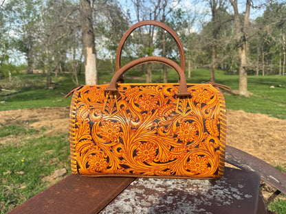 Sorrel Sunset Speedy Western Genuine Leather Barrel Bag Purse by Double B
