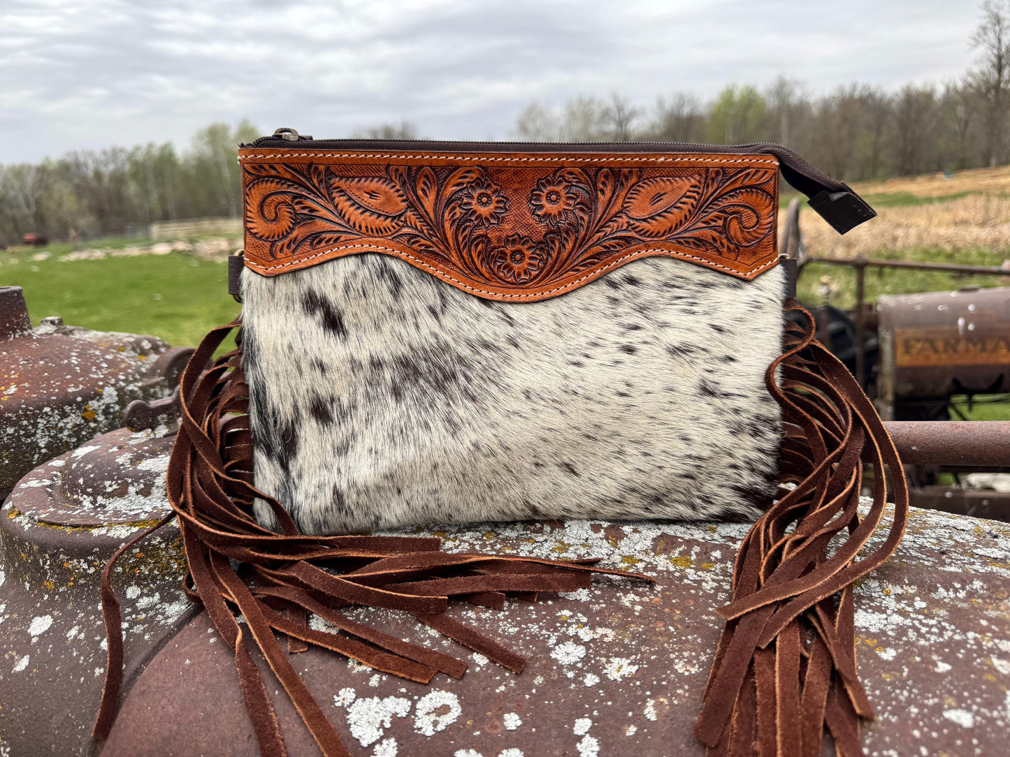 Genuine Western Cowhide Leather Purse with fringe