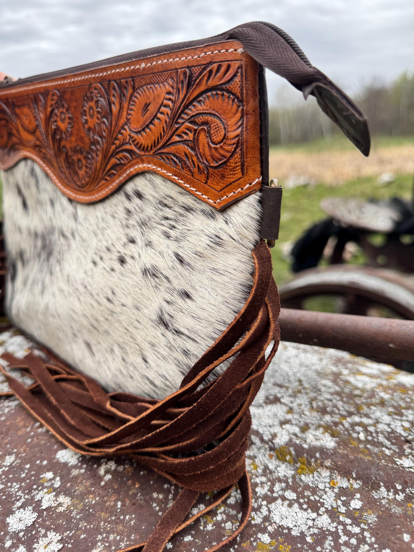 Genuine Western Cowhide Leather Purse with fringe