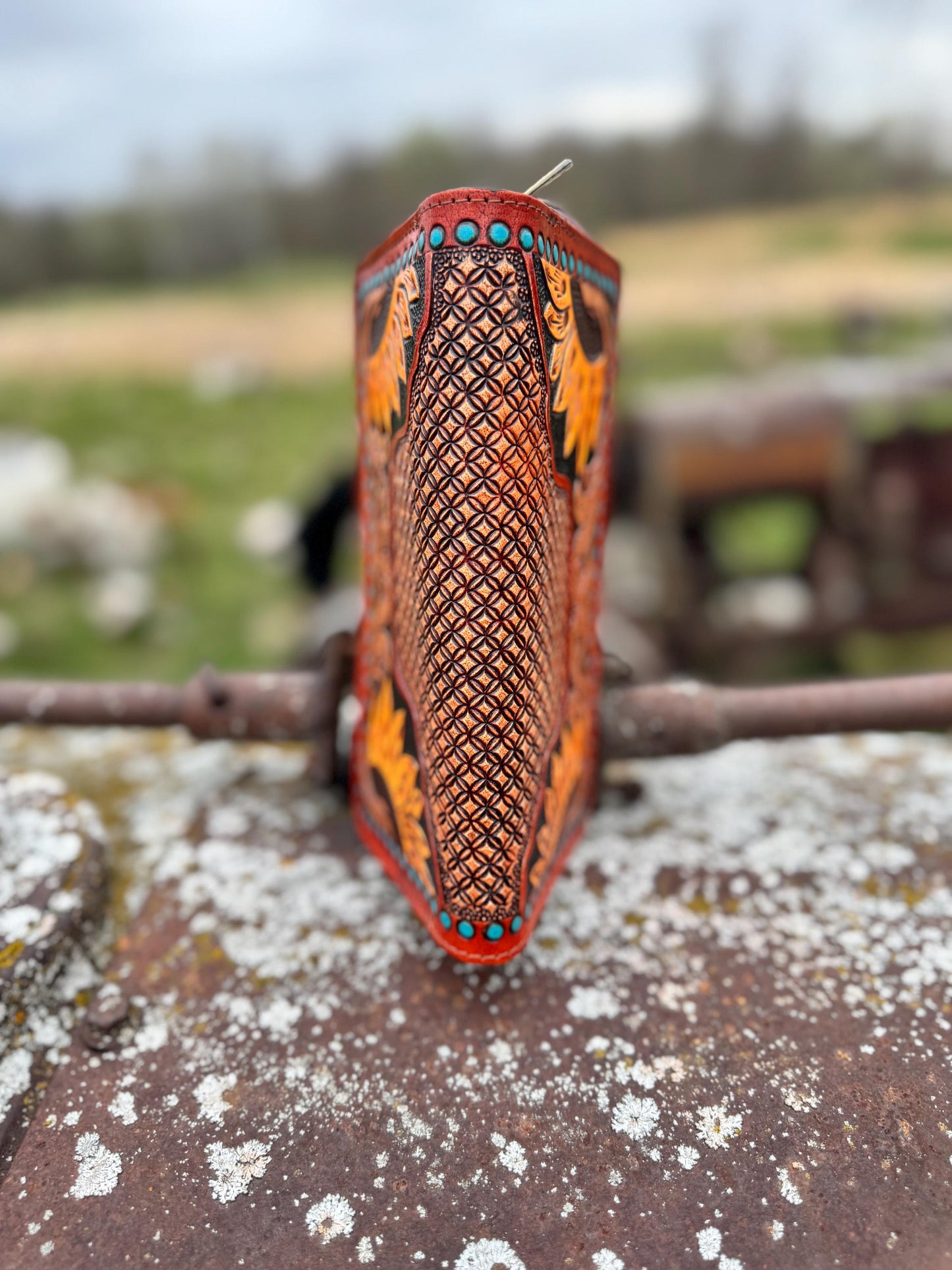 Genuine Leather Hand Tooled Sunflower Wallet by Double B