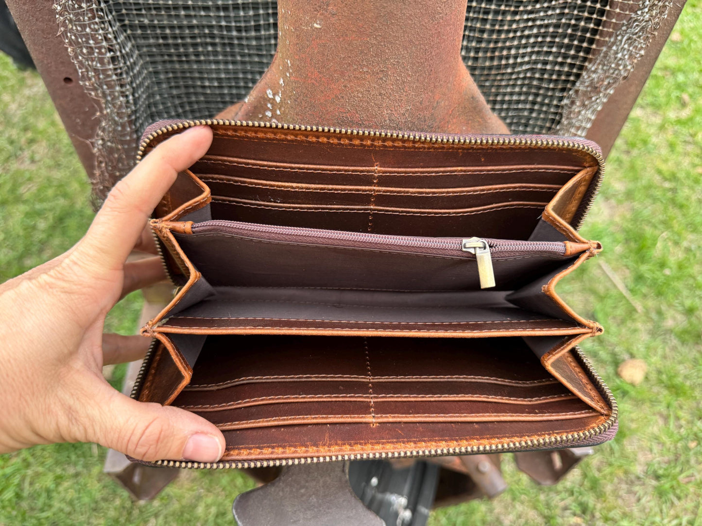 Genuine Leather Hand Tooled Sunflower Wallet by Double B