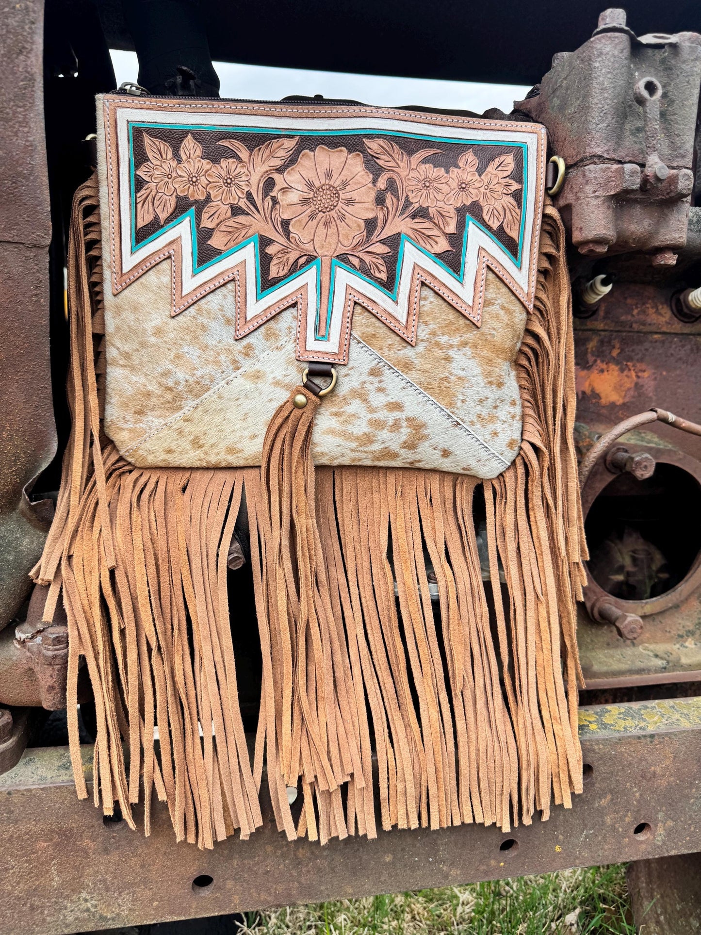 Genuine Western Spotted Cowhide Leather Purse and Wallet