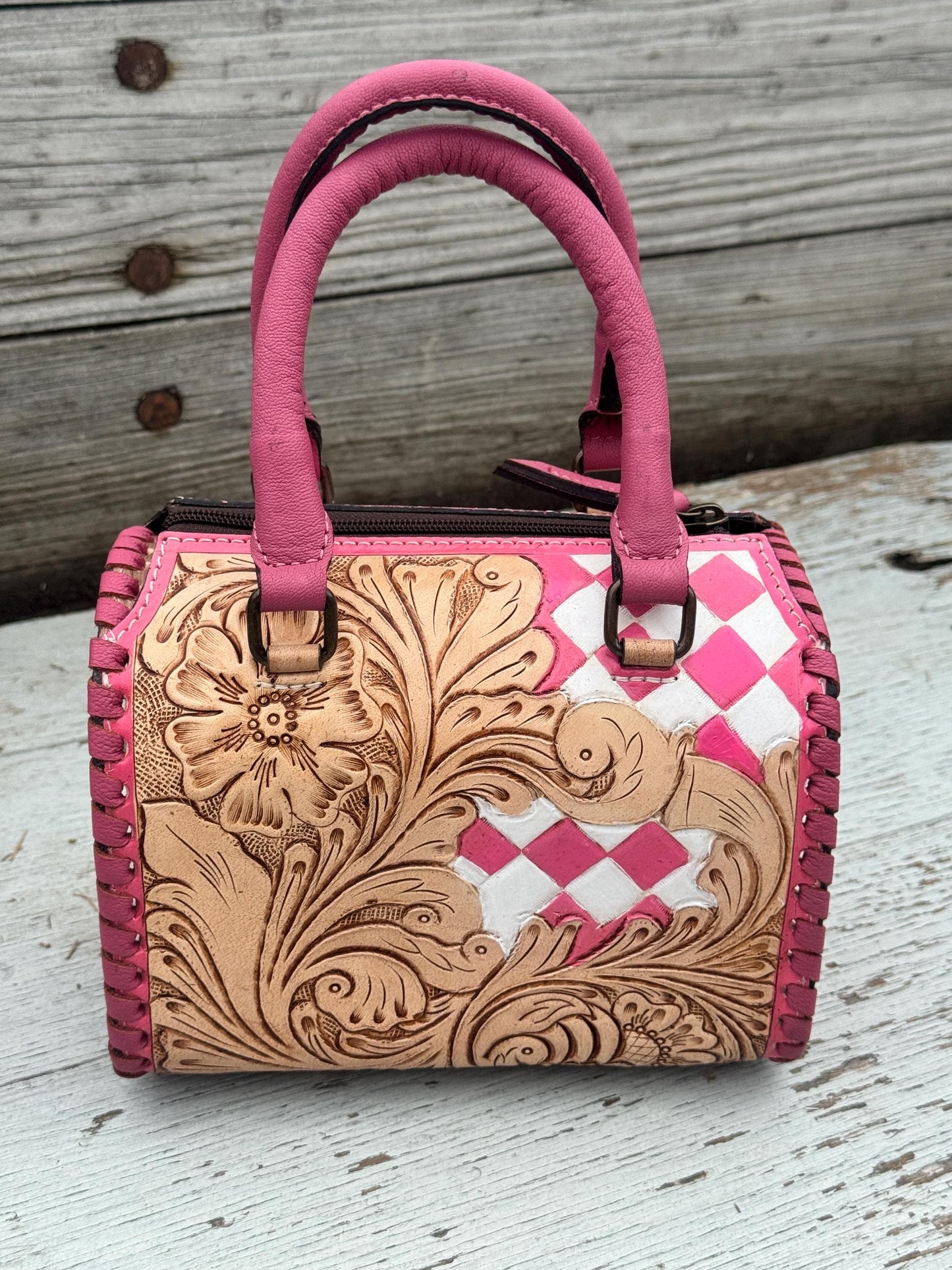 Western Checkered Colorful Speedy Barrel Bag