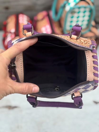 Western Checkered Colorful Speedy Barrel Bag